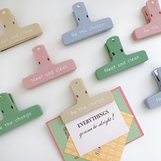 봄밤 자석이 부착된 마그넷 클립 문구용 집게 다꾸 냉장고, 1세트, Be the change, 5종세트