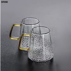 DFMEI 高硼硅透明玻璃冷水壺大容量家用晾涼開水壺杯子套裝耐高溫泡茶壺, 1個, 透明色杯2個:如圖, 1L