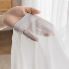 맞춤형 사이즈 흰색 튤 린넨 블랙 트림 시어 커튼 거실 식당 침실 고급 창문 장식 우아한 창문커튼