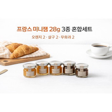 프랑스 미니잼 28g 3종 혼합세트 (오렌지/살구/무화과 균등구성), 6개
