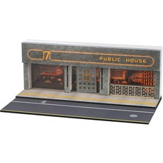 디오라마 키트 LED가 장착된 1:64 타번 핫 휠 기타 스케일 모델 자동차 컬렉션을 위한 미니멀리스트 펍 씬., 디오라마 키트 LED가 장착된 1:64 타번 핫 휠 기