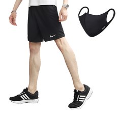 NIKE 簡約印花短褲+時尚口罩