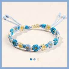 【花之戀】手工編織材料包 DIY 手鍊製作, 1個, 【花之戀】藍色,材料包可編1條/贈視頻教程