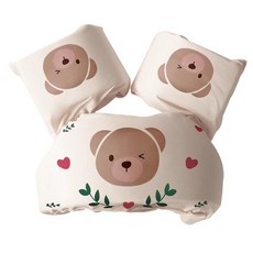 寶寶初學游泳水袖卡通印花兒童免充氣浮力背心水袖泡沫遊泳裝備, 1個, 水袖浮力背心-森林熊款【建議20-50斤