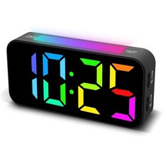 Loud Alarm Clocks for Bedrooms Heavy Sleepers Plug-in Digital Bedside Clock with Night Light Lar, Rgb