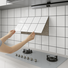 토피마켓 블럭형 방수 유광 대리석 타일 시트지, 타일화이트, 10개입