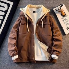 timepure 남성 캐주얼 오버핏 후드 집업 투포켓 자켓 투인원 디자인 점퍼 청소년 학생 아우터