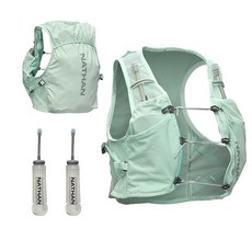 Nathan 여성용 하이드레이션 조끼 가볍고 통기성이 좋은 러닝 장비 3.5 x 35.6ml(14온스) Hydrapak 플라스크 + 2L 블래더 쓸림 없는 메시 반사성, 서핑 스프레이