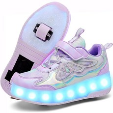 Nsasy 여아용 남아용 롤러 슈즈 LED 라이트 업 휠 스니커즈 아동용 스케이트 슈즈 아동용 779-퍼플 11 소아109290