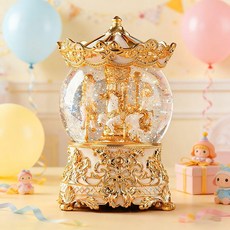 크리스탈볼 오르골 회전목마 공주 목마 생일 크리스탈