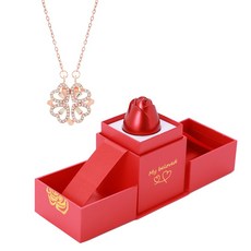 네잎클로버 하트 큐빅 자석 목걸이 포함 장미 목걸이 케이스 여자친구 주얼리 선물