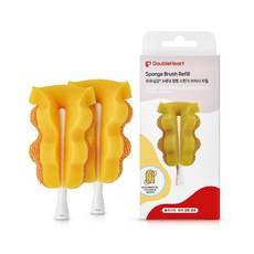 더블하트 모유실감 논스크래치 젖병 스펀지 리필(본품 미포함), 노랑, 2개