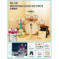 아기 어린이 악기 촬영 소품 드럼 세트 장난감, 만화 핑크 드럼+우쿨렐레, 1개