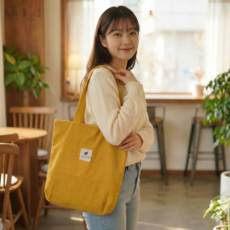 [꾸안꾸/데일리] 포근한 무드 코듀로이 숄더 에코백 (태블릿 쏙!)