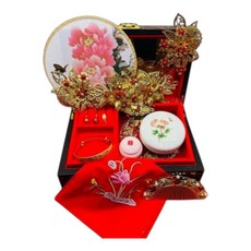 百麗的店 拜媽祖娘娘等女神胭脂水粉進獻組｜還願/擺宴/送禮拜拜用品, 胭脂，水粉，飾品組，繡花手巾，梳子, 1套