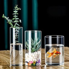수경 재배 식물을 위한 나무 받침이 있는 미니멀리스트 유리 꽃병 레트로 모던 투명 병으로 테이블 장식 가, 15cm