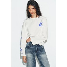 ZARA 아구스티나 슈안 프린트 롱 슬리브 티셔츠 - 화이트 0085/062/250 516767475