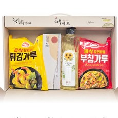 추석 선물세트 4종 1개 식용유 튀김가루 부침가루 위생장갑 고급케이스 회사원 단체 판촉 답례품