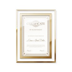 고급 투명 아크릴 상장 진열 스탠드 액자, 골드, 1개