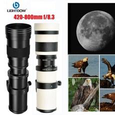 라이트도우 420-800mm f/8.3 수동 줌 슈퍼 망원 렌즈 + T-마운트 (풀 프레임) 캐논 니콘 소니 후지 M43 펜, 02 black, 12 for nikon Z