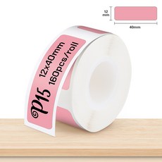 라벨 테이프 호환 P15 종이 롤 열 스티커 프린터 투명 용지 P12 P11 D30 Q30S 용 15x40 12x40 15x30 14x40, 5) 12-40mm Pink