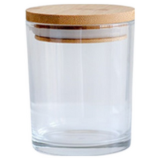 木蓋蠟燭玻璃杯 蠟燭木蓋 乾燥花罐 玻璃蠟燭杯 香氛收納杯, 透明