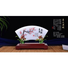 琉璃玉屏風擺件琺琅彩玉石會銷收藏, 喜上眉梢1668