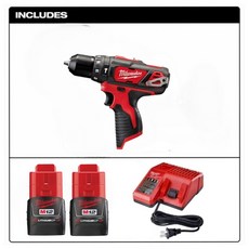 Milwaukee 12V 震動電鑽套裝組 M12 BPD-202C, 1個, 單機+外匯1.5*2+雙用充電器