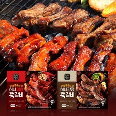 (M)(NEW)[천하일미] 허니콤보 쪽갈비 간장맛 3팩+매콤맛 4팩 (총 7팩), 7개, 450g