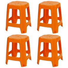 지오리빙 플라스틱 사각의자 4p 간이 야외 포장마차 편의점, 4개, 오렌지