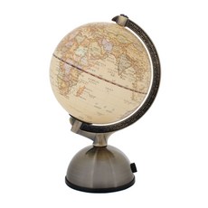 【SkyGlobe】5吋古典仿古金屬底座地球儀(附燈/中文版)《WUZ屋子》地球儀擺飾教學, 金屬電鍍色