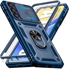 갤럭시 A15 5G 케이스 삼성 카메라 커버 및 2개의 화면 보호대 [군용 등급 20피트] 충격 방지/A 15 5G용 360° 마그네틱 킥스탠드 보호 블랙, Samsung Galaxy A15, Blue, 1개