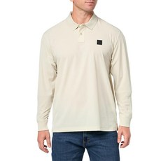 BOSS 남성용 고무 스퀘어 로고 니트 칼라 풀오버 셔츠 디저트 베이지 XXL