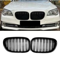 BMW 호환 고광택 블랙 그릴 1 2 3 4 5시리즈 X1 X3 X5 X6 X7 GT 전면 라디에이터 그릴, 딥그린 7시리즈 2008-14 더블라인, 1개