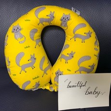 비베이비 카시트목베개 유아목베개 유아목쿠션 유아카시트목쿠션 유아여름용목베개 유아사계절목베개, 사막여우 노랑  S, 1개