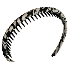 ST korea 韓國東大門 復古豹紋布藝鋸齒防滑洗臉髮箍 時尚髮卡, 1個, 黑白