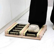 신발털이개 먼지 안전화 흙 클리너 모래 발판 등산, 1개, 구두닦이 나무 색상