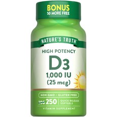 네이쳐스 트루스 비타민 D3 1000 IU 소프트젤, 1개, 250정