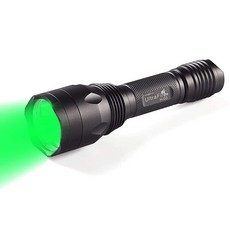 ULTRAFIRE 그린 헌팅 손전등 650루멘 싱글 모드 520-535nm 파장 256야드 돼지 코요테 바르민트 프레데터 라이플용 전술 LED 야간 사냥 조명 (배터리, ULTRAFIRE 그린 헌팅 손전등, 650루멘, 싱글