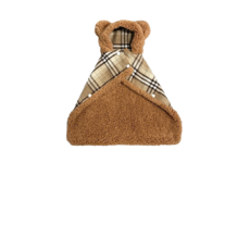 格紋寵物披風 橘色小熊造型寵物衣服, 卡其色, 1個