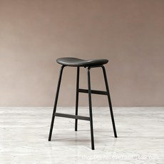鐵藝吧檯椅 簡約高腳凳, 無後背-灰色皮革,坐高70cm, 1個