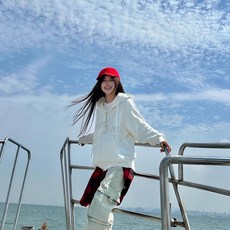 투니스 여성 스타일리시 프린팅 기모 긴소매 후드 티셔츠