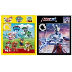 臺灣-出貨滑動拚圖塑料拚闆卡通移動滑塊16格兒童益智移動華容道汪汪隊玩具, 飛天狗+賽羅, 1個