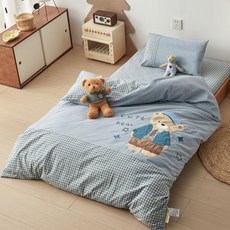 A類全棉水洗棉兒童午睡幼兒園寶寶三件套純棉床品, 學院小熊【全棉水洗棉】,1.5斤羽絲絨墊芯+羽絲絨枕芯), 學院小熊