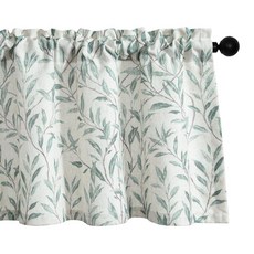 VOGOL Gold Bird 자카드 밸런스 커튼 럭셔리 플라워 패턴 창문 토퍼 침실 거실 다이닝룸용 132.1x35.6cm(52x14인치) 패널 1개 블랙