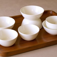 이노선트 화이트 도자기 밥그릇 국그릇 세트 모던 감성 식탁 식기 본차이나 재질, 1세트, 공기4p대접4p