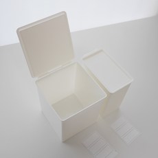 생활탐구 가루 세제 보관함 뚜껑 일체형 사각 세제 보관용기, 뚜껑일체형 대형, 1개, 화이트
