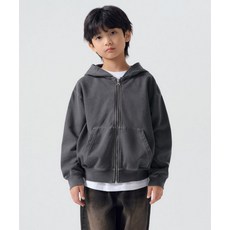 MUSINSA STANDARD KIDS 피그먼트 오버사이즈 후디드 스웨트 집업 [차콜 그레이] 107433