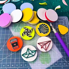 원형 및 사각형 조각 고무 벽돌 DIY 스크랩북 스탬프 컬러 샌드위치 아트 지우개 5x5x0.8cm, 1_Any color 1pc