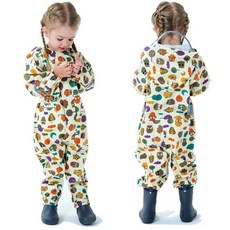 YIQAUMA 남아 여아 유아 레인수트 아동용 방수 커버올 만화 우비 원피스 우비 라이트 블루